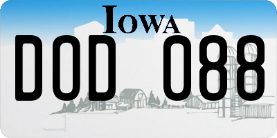 IA license plate DOD088
