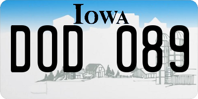 IA license plate DOD089