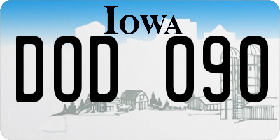 IA license plate DOD090