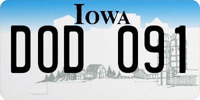 IA license plate DOD091