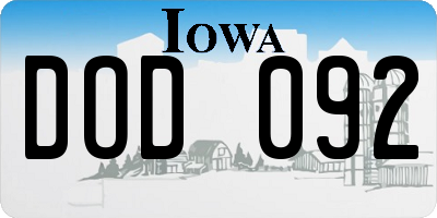 IA license plate DOD092