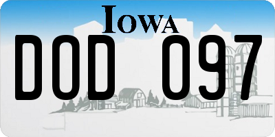 IA license plate DOD097