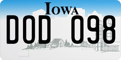 IA license plate DOD098