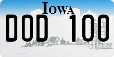 IA license plate DOD100