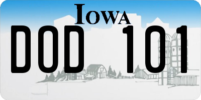 IA license plate DOD101