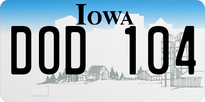 IA license plate DOD104