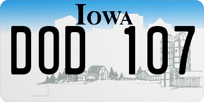 IA license plate DOD107