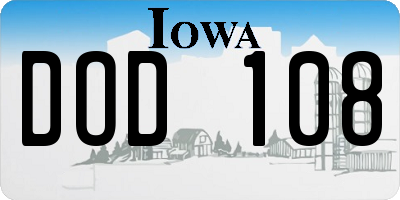 IA license plate DOD108