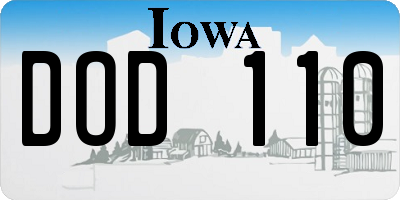 IA license plate DOD110