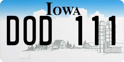 IA license plate DOD111