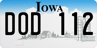 IA license plate DOD112