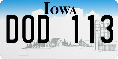 IA license plate DOD113