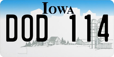 IA license plate DOD114