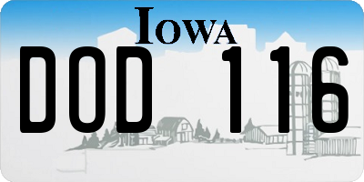 IA license plate DOD116
