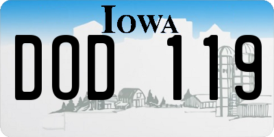 IA license plate DOD119