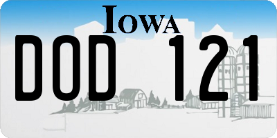 IA license plate DOD121
