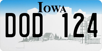 IA license plate DOD124
