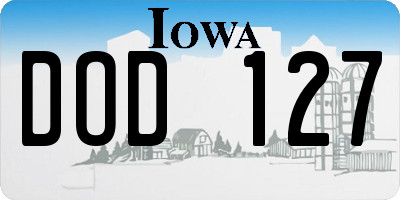 IA license plate DOD127