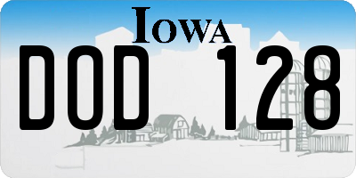IA license plate DOD128