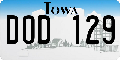IA license plate DOD129