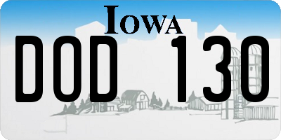 IA license plate DOD130