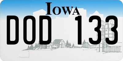 IA license plate DOD133