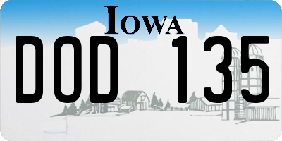 IA license plate DOD135