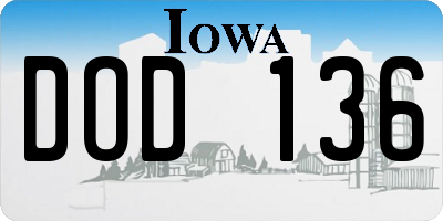 IA license plate DOD136