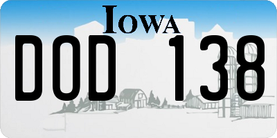 IA license plate DOD138