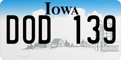 IA license plate DOD139