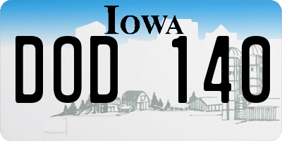 IA license plate DOD140