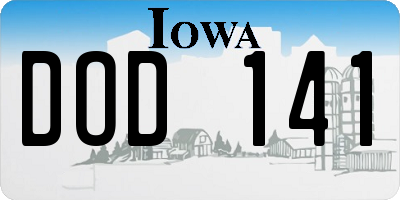 IA license plate DOD141