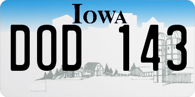 IA license plate DOD143