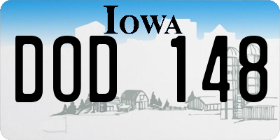 IA license plate DOD148