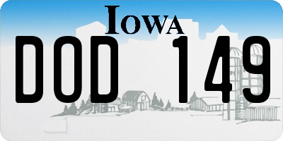 IA license plate DOD149