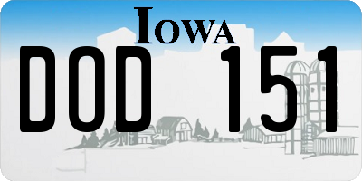 IA license plate DOD151