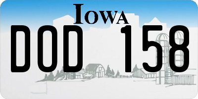 IA license plate DOD158