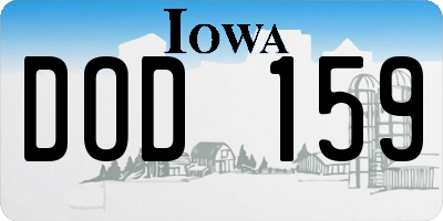 IA license plate DOD159