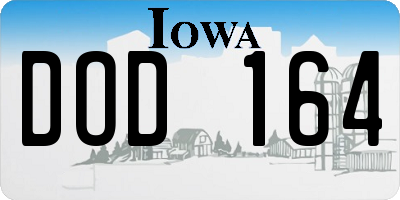 IA license plate DOD164