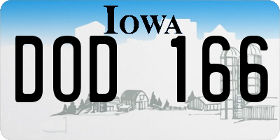IA license plate DOD166