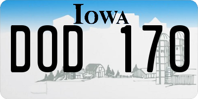 IA license plate DOD170