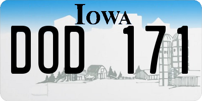 IA license plate DOD171
