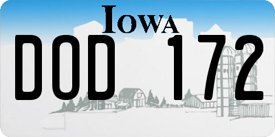 IA license plate DOD172