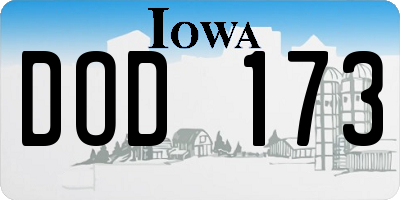 IA license plate DOD173