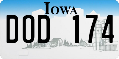 IA license plate DOD174
