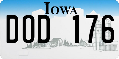 IA license plate DOD176