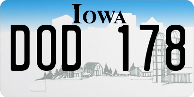 IA license plate DOD178