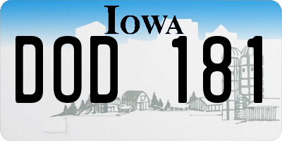 IA license plate DOD181