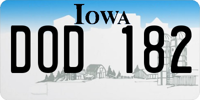 IA license plate DOD182