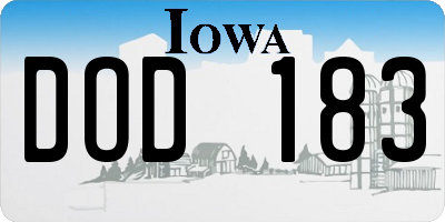 IA license plate DOD183